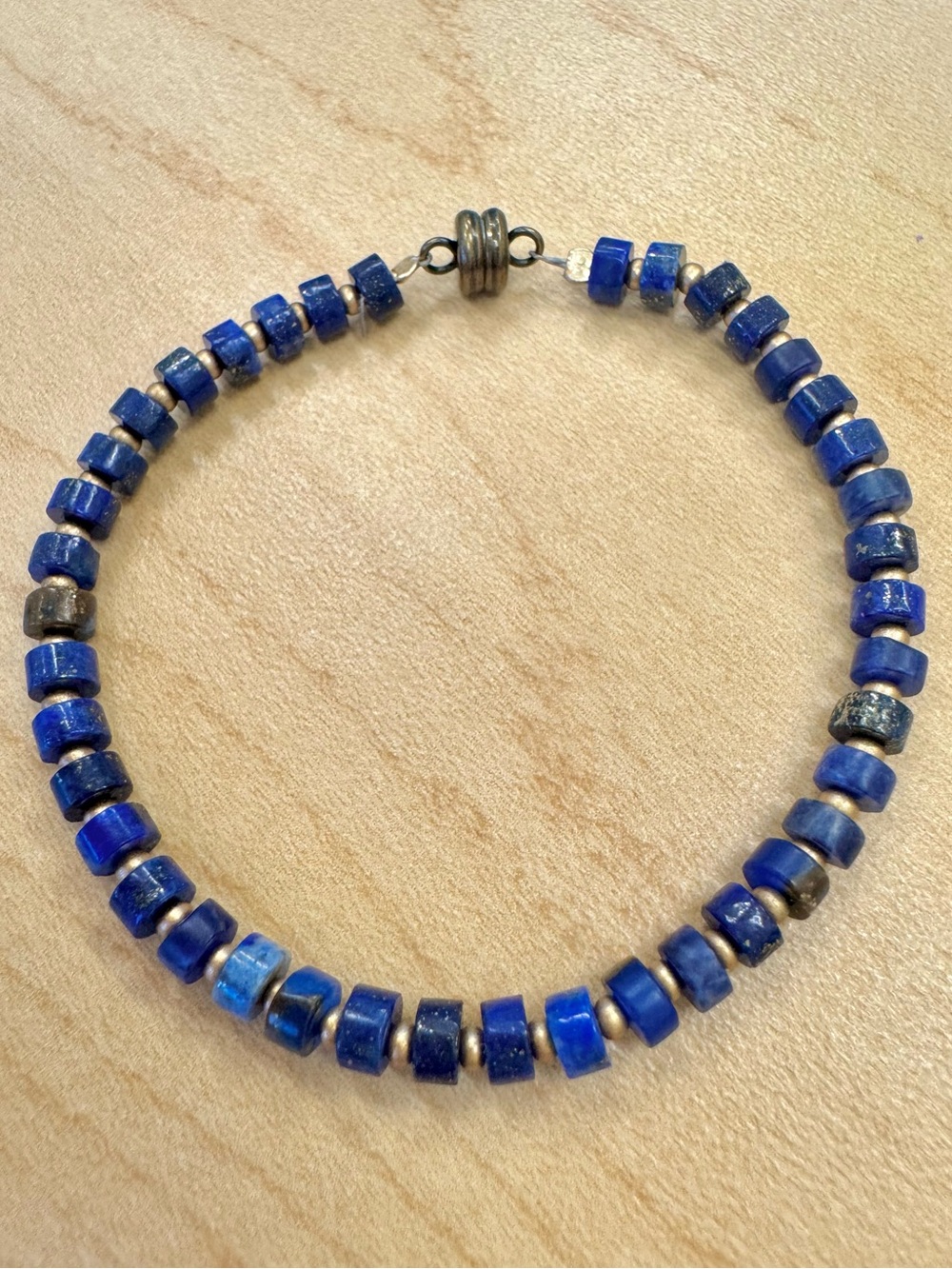 Beaded Lapis Blue Stone Bracelet